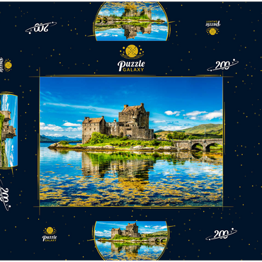 Eilean Donan Castle an einem warmen Sommertag - Dornie, Schottland 200 Puzzle Schachtel 3D Modell