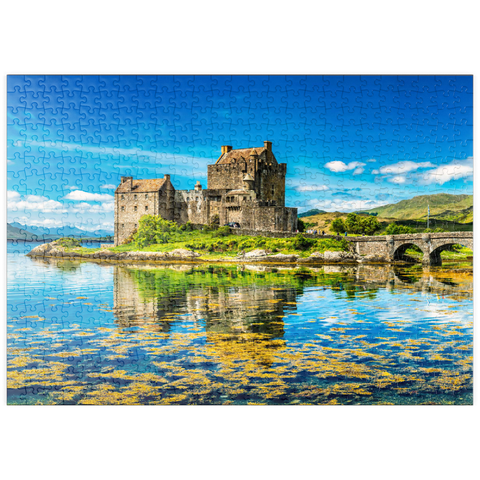 puzzleplate Eilean Donan Castle an einem warmen Sommertag - Dornie, Schottland 500 Puzzle