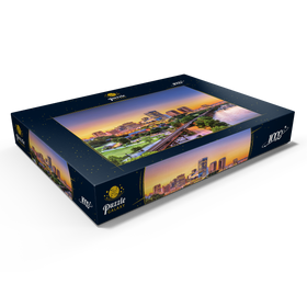 Alternative Darstellung des Puzzle-Motivs Richmond, Virginia, USA, Skyline der Innenstadt am Fluss in der Dämmerung – Puzzleteile: 1000