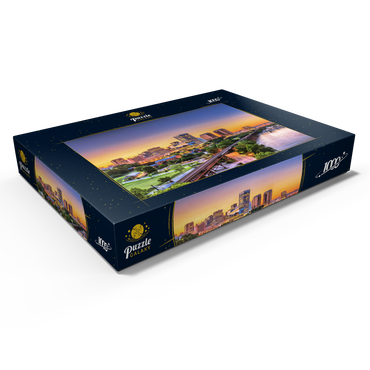 Richmond, Virginia, USA, Skyline der Innenstadt am Fluss in der Dämmerung 1000 Puzzle Schachtel Ansicht1