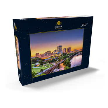 Richmond, Virginia, USA, Skyline der Innenstadt am Fluss in der Dämmerung 1000 Puzzle Schachtel Ansicht2