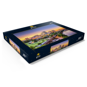 Darstellung des Puzzle Motivs Richmond, Virginia, USA, Skyline der Innenstadt am Fluss in der Dämmerung - Puzzleteile: 100