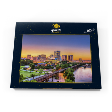 Richmond, Virginia, USA, Skyline der Innenstadt am Fluss in der Dämmerung 100 Puzzle Schachtel Ansicht3