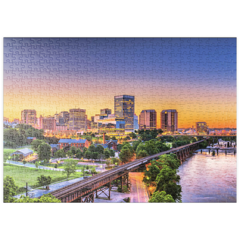 puzzleplate Richmond, Virginia, USA, Skyline der Innenstadt am Fluss in der Dämmerung 500 Puzzle