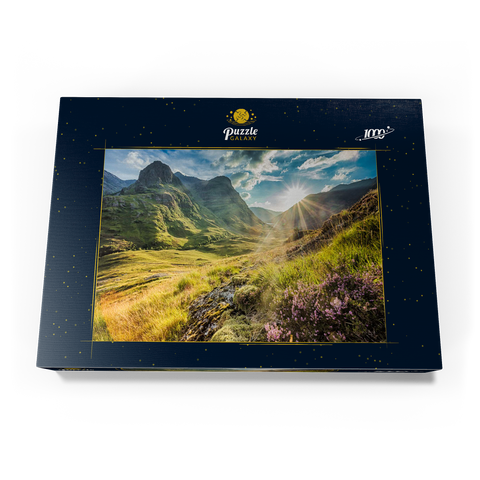 Talblick unterhalb der Berge von Glencoe, Lochaber, Highlands, Schottland 1000 Puzzle Schachtel Ansicht3
