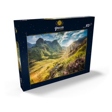 Talblick unterhalb der Berge von Glencoe, Lochaber, Highlands, Schottland 100 Puzzle Schachtel Ansicht2