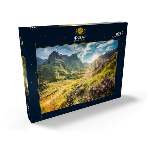 Talblick unterhalb der Berge von Glencoe, Lochaber, Highlands, Schottland 100 Puzzle Schachtel Ansicht2