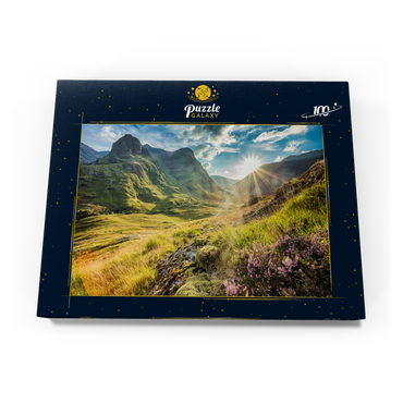 Talblick unterhalb der Berge von Glencoe, Lochaber, Highlands, Schottland 100 Puzzle Schachtel Ansicht3
