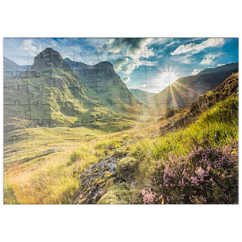 puzzleplate Talblick unterhalb der Berge von Glencoe, Lochaber, Highlands, Schottland 100 Puzzle