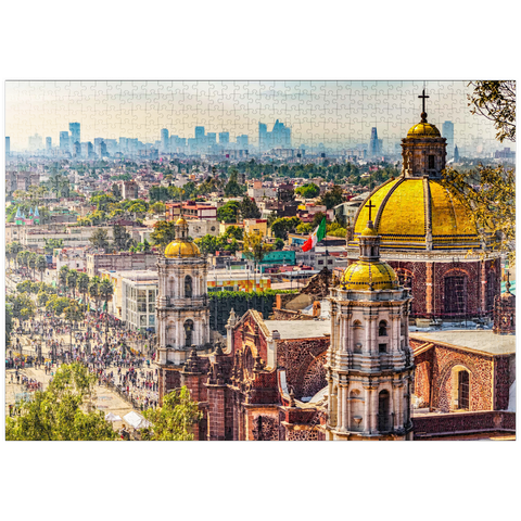 puzzleplate Kuppeln der alten Basilika und Stadtbild von Mexiko-Stadt 1000 Puzzle