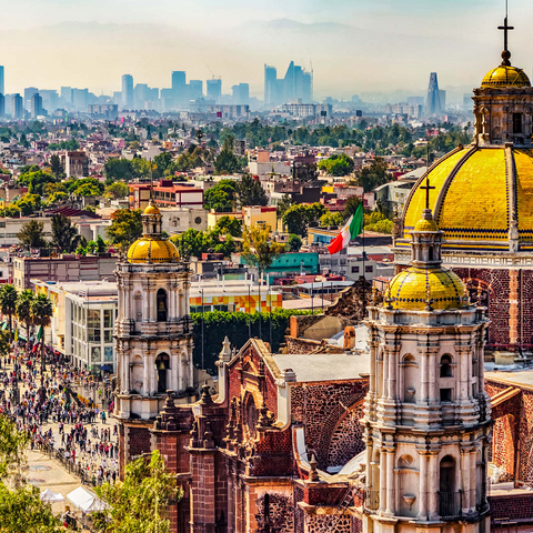 Kuppeln der alten Basilika und Stadtbild von Mexiko-Stadt 1000 Puzzle 3D Modell