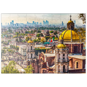 puzzleplate Kuppeln der alten Basilika und Stadtbild von Mexiko-Stadt 100 Puzzle