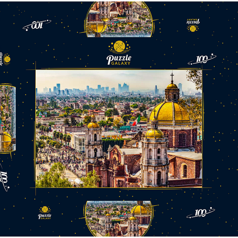 Kuppeln der alten Basilika und Stadtbild von Mexiko-Stadt 100 Puzzle Schachtel 3D Modell