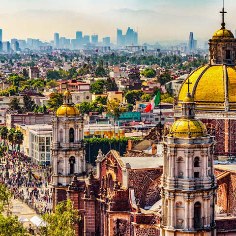 Kuppeln der alten Basilika und Stadtbild von Mexiko-Stadt 200 Puzzle 3D Modell
