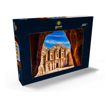 Atemberaubende Aussicht aus einer Höhle des Ad Deir-Klosters in der antiken Stadt Petra, Jordanien 1000 Puzzle Schachtel Ansicht2