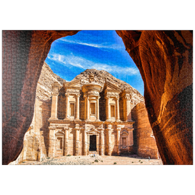 Darstellung des Puzzle-Motivs Ad Deir-Klosters in der antiken Stadt Petra, Jordanien – Puzzleteile: 1000