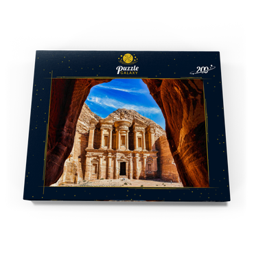 Atemberaubende Aussicht aus einer Höhle des Ad Deir-Klosters in der antiken Stadt Petra, Jordanien 200 Puzzle Schachtel Ansicht3