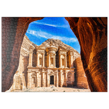 puzzleplate Atemberaubende Aussicht aus einer Höhle des Ad Deir-Klosters in der antiken Stadt Petra, Jordanien 500 Puzzle