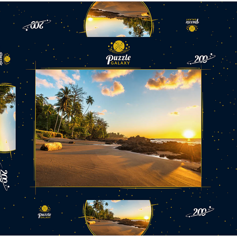 Tropischer Sonnenuntergang an der Pazifikküste Costa Ricas 200 Puzzle Schachtel 3D Modell