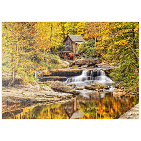 Darstellung des Puzzle-Motivs Die Glade Creek Grist Mill im Babcock State Park im Süden West Virginias – Puzzleteile: 500