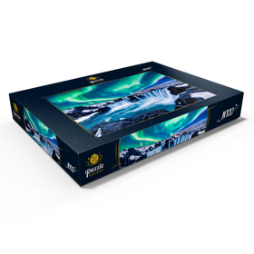 Darstellung des Puzzle Motivs Nordlichter über dem Godafoss Wasserfall in Island - Puzzleteile: 1000