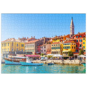 Darstellung des Puzzle-Motivs Buntes Rovinj in Istrien mit Booten im Hafen, Kroatien – Puzzleteile: 500