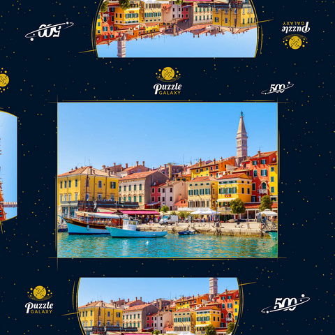Buntes Rovinj in Istrien mit Booten im Hafen, Kroatien 500 Puzzle Schachtel 3D Modell
