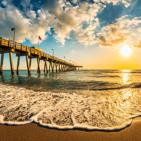 Späte Nachmittagssonne über dem Golf von Mexiko, Venice Fishing Pier, Florida 1000 Puzzle 3D Modell