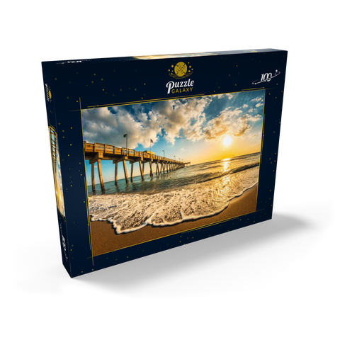 Späte Nachmittagssonne über dem Golf von Mexiko, Venice Fishing Pier, Florida 100 Puzzle Schachtel Ansicht2
