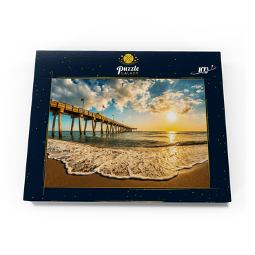 Späte Nachmittagssonne über dem Golf von Mexiko, Venice Fishing Pier, Florida 100 Puzzle Schachtel Ansicht3