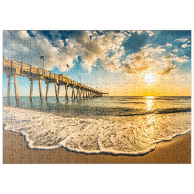 Darstellung des Puzzle Motivs Späte Nachmittagssonne über dem Golf von Mexiko, Venice Fishing Pier, Florida - Puzzleteile: 200