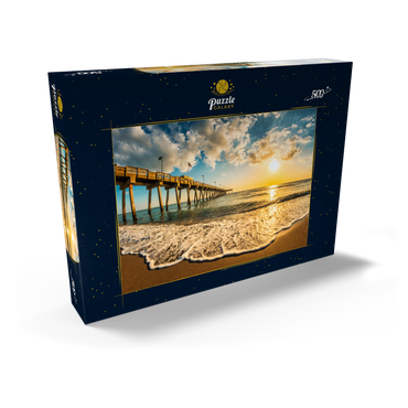 Späte Nachmittagssonne über dem Golf von Mexiko, Venice Fishing Pier, Florida 500 Puzzle Schachtel Ansicht2