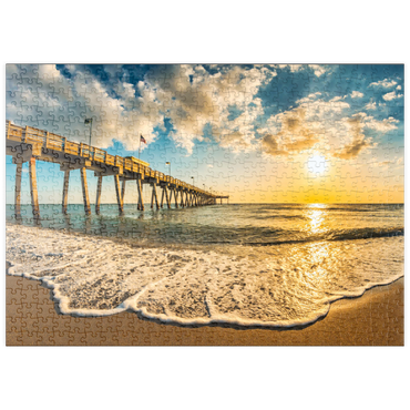 puzzleplate Späte Nachmittagssonne über dem Golf von Mexiko, Venice Fishing Pier, Florida 500 Puzzle