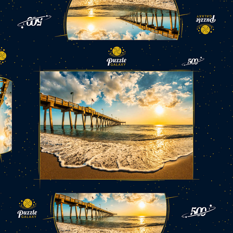 Späte Nachmittagssonne über dem Golf von Mexiko, Venice Fishing Pier, Florida 500 Puzzle Schachtel 3D Modell