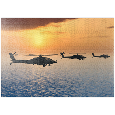 puzzleplate Apache-Hubschrauber über dem Meer 1000 Puzzle
