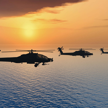 Apache-Hubschrauber über dem Meer 1000 Puzzle 3D Modell