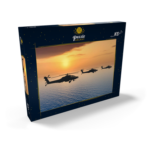Apache-Hubschrauber über dem Meer 100 Puzzle Schachtel Ansicht2