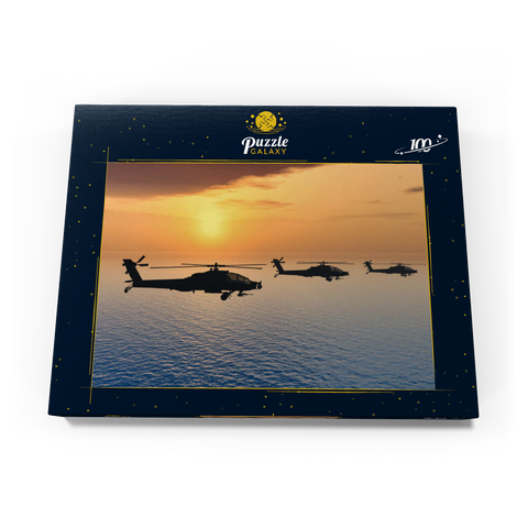 Apache-Hubschrauber über dem Meer 100 Puzzle Schachtel Ansicht3