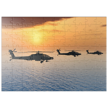 puzzleplate Apache-Hubschrauber über dem Meer 100 Puzzle