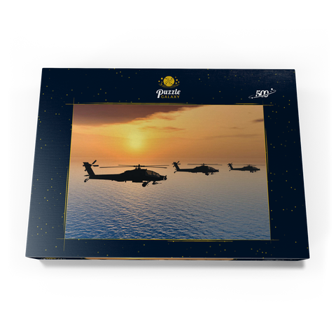 Apache-Hubschrauber über dem Meer 500 Puzzle Schachtel Ansicht3