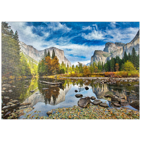 Darstellung des Puzzle Motivs El Capitan und Merced River im Herbst, Kalifornien, USA - Puzzleteile: 1000