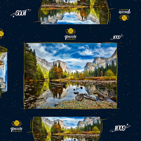 El Capitan und Merced River im Herbst, Kalifornien, USA 1000 Puzzle Schachtel 3D Modell