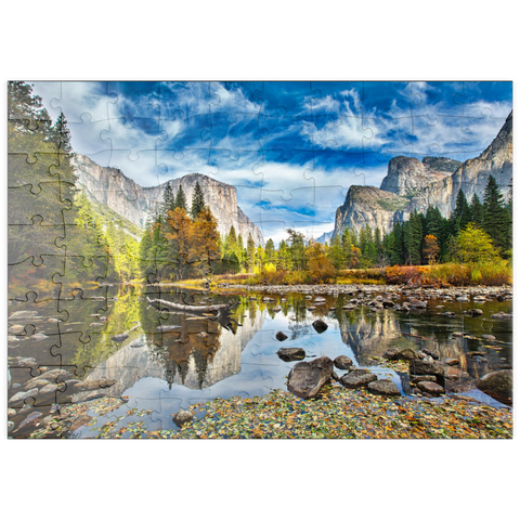 puzzleplate El Capitan und Merced River im Herbst, Kalifornien, USA 100 Puzzle