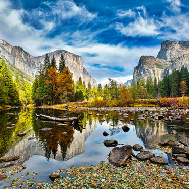 El Capitan und Merced River im Herbst, Kalifornien, USA 100 Puzzle 3D Modell