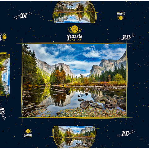 El Capitan und Merced River im Herbst, Kalifornien, USA 100 Puzzle Schachtel 3D Modell