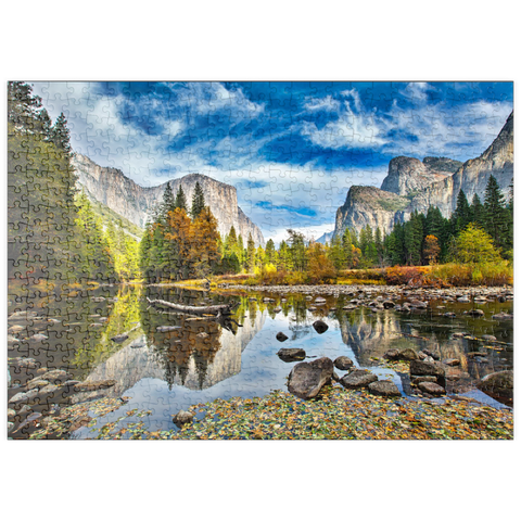 puzzleplate El Capitan und Merced River im Herbst, Kalifornien, USA 500 Puzzle