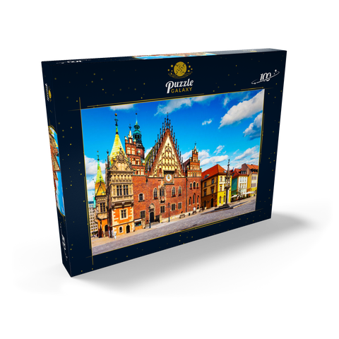 Das alte Rathausgebäude auf dem Marktplatz in der Altstadt von Breslau, Polen 100 Puzzle Schachtel Ansicht2
