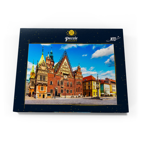Das alte Rathausgebäude auf dem Marktplatz in der Altstadt von Breslau, Polen 100 Puzzle Schachtel Ansicht3