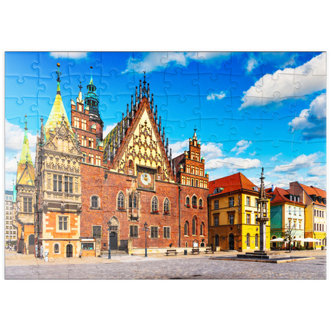 puzzleplate Das alte Rathausgebäude auf dem Marktplatz in der Altstadt von Breslau, Polen 100 Puzzle