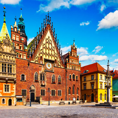 Das alte Rathausgebäude auf dem Marktplatz in der Altstadt von Breslau, Polen 100 Puzzle 3D Modell